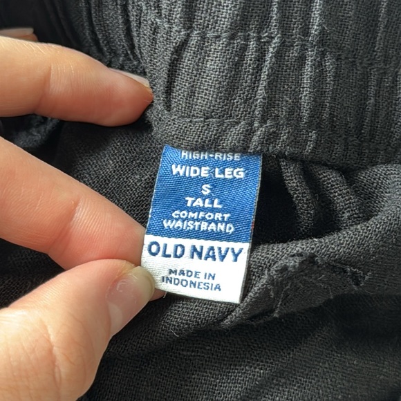 Old Navy NWT Black Wide Leg Linen Blend Pants - Size S Tall - Picture 7 of 8